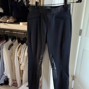 Theory Black leggings with leather detail